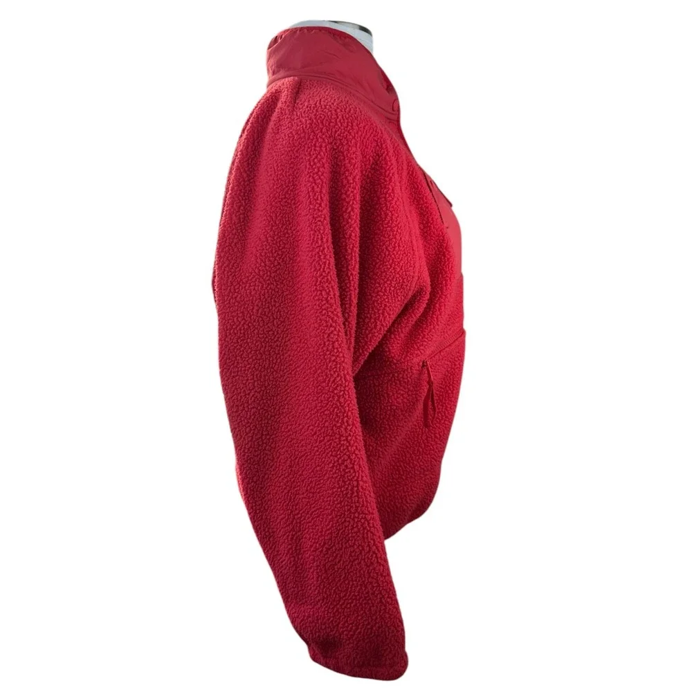 Free People FP Movement Hit The Slopes Fleece Jacket Coral Red Sherpa Size XL - Picture 12 of 16